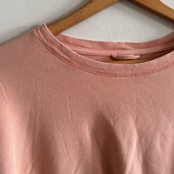 Aerie peachy pink long sleeve cropped tie front pullover knit top size Medium - Picture 3 of 6